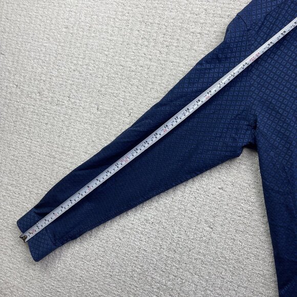 Au Noir Shirt Men Sz 4 Button Up Blue Geometric Holographic AOP Boho Preppy - Picture 8 of 13